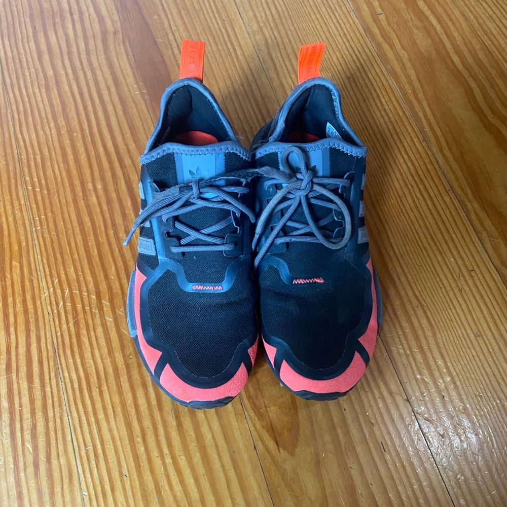 Adidas Black and Coral Athletic Shoes